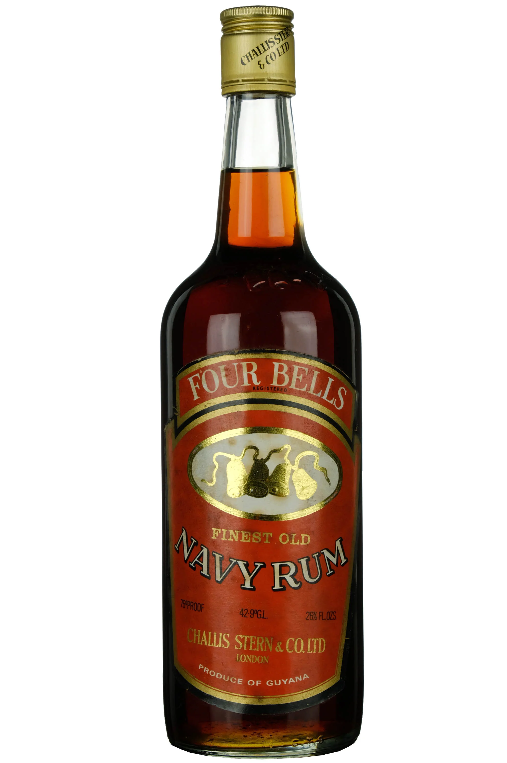 Four Bells Old Navy Rum Bottled Post 1966